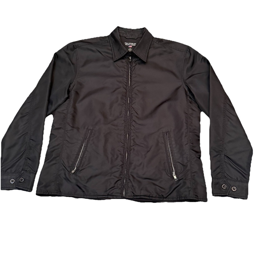 Vintage Polo Jeans Co. Ralph Lauren Women's XL Black Nylon Harrington Jacket
